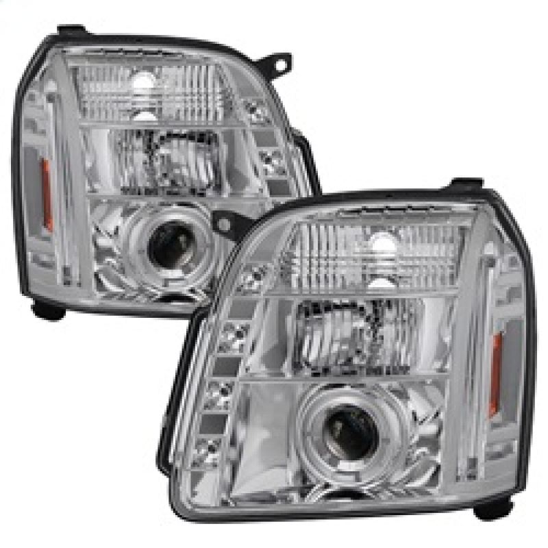 GMC Yukon XL Headlights - SPYDER - Projector LED Halo - Chrome - `07-`14