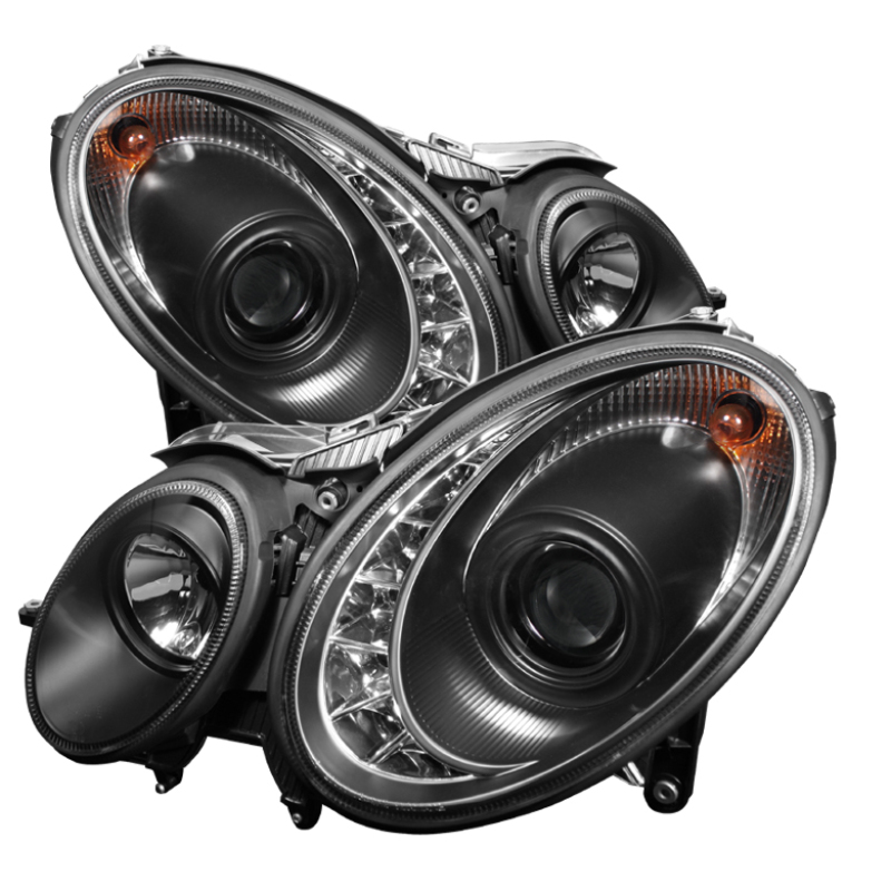 Mercedes-Benz E-Class Headlights - SPYDER - Projector + DRL - Black - `07-`09