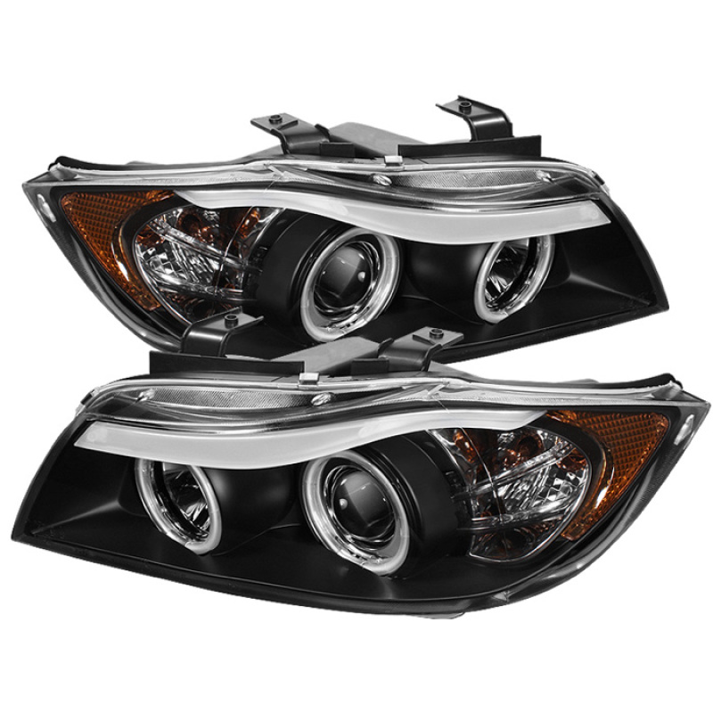 BMW 3 Series Headlights - SPYDER - Projector CCFL Halo with Replaceable Eyebrow Bulb - Black - `06-`08