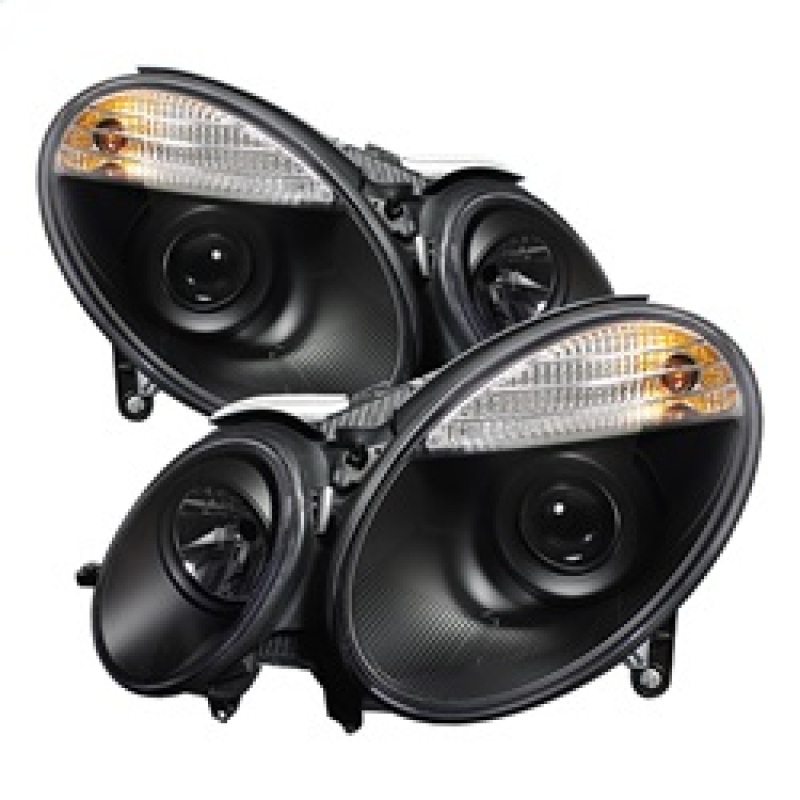 Mercedes-Benz E-Class Headlights - SPYDER - Projector, Halogen Model Only - Black - `07-`09