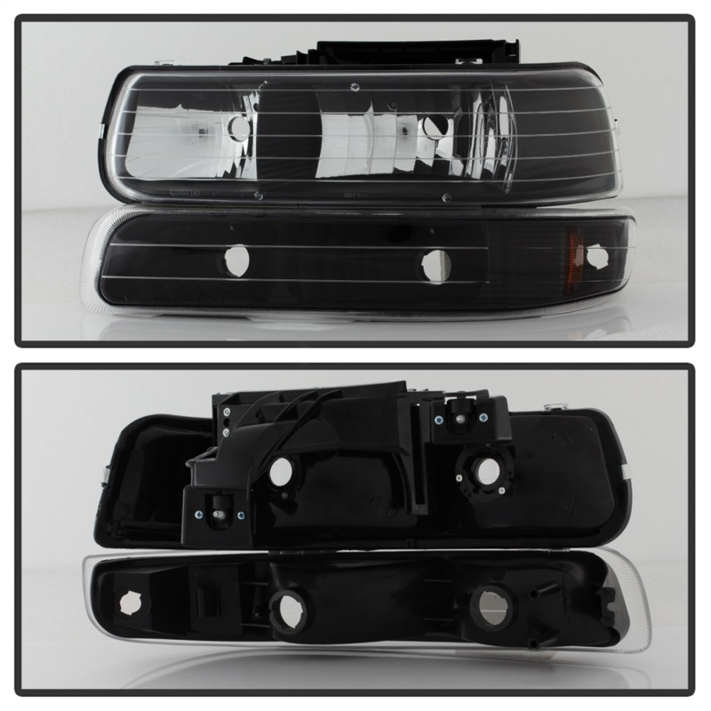 Chevrolet Tahoe Headlights + Bumper Lights - Front - SPYDER - xTune Amber Crystal - Black - `00-`06