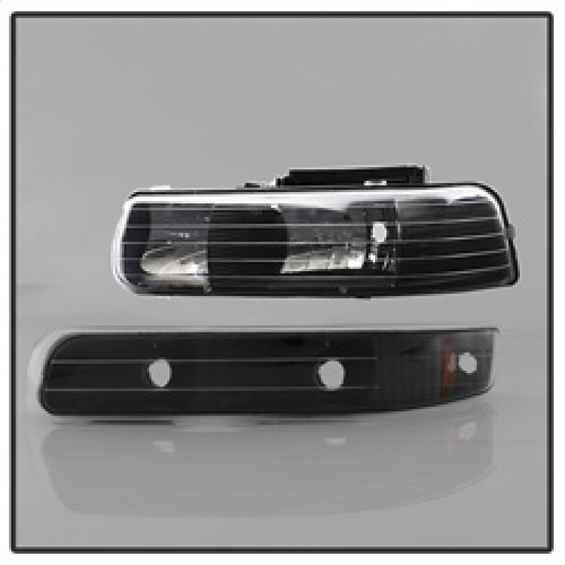 Chevrolet Tahoe Headlights + Bumper Lights - Front - SPYDER - xTune Amber Crystal - Black - `00-`06