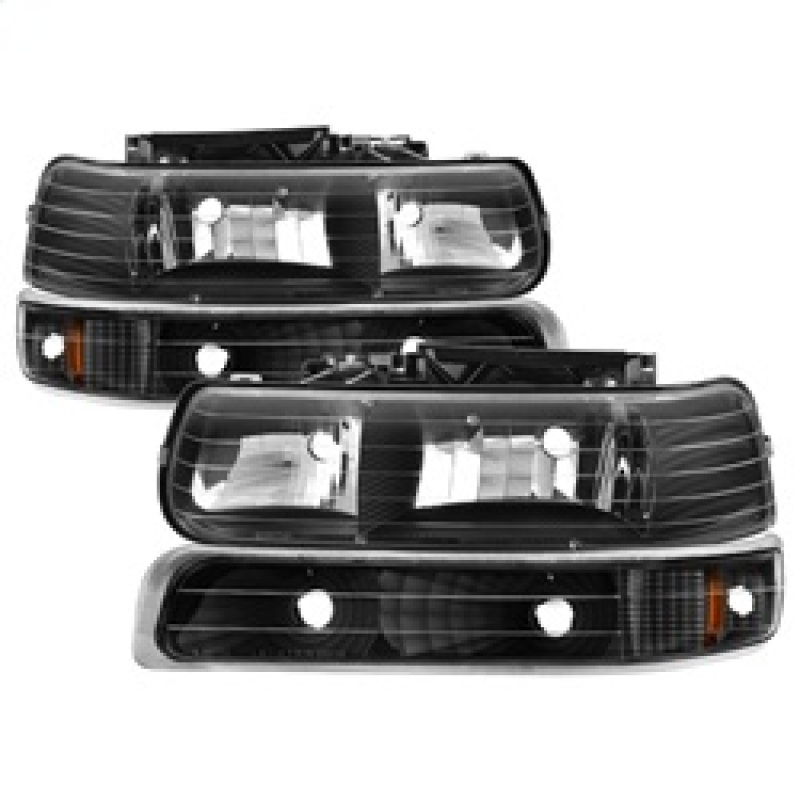 Chevrolet Tahoe Headlights + Bumper Lights - Front - SPYDER - xTune Amber Crystal - Black - `00-`06