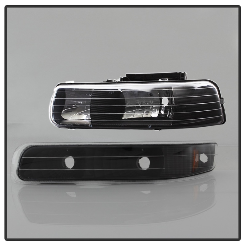 Chevrolet Tahoe Headlights + Bumper Lights - Front - SPYDER - xTune Amber Crystal - Black - `00-`06