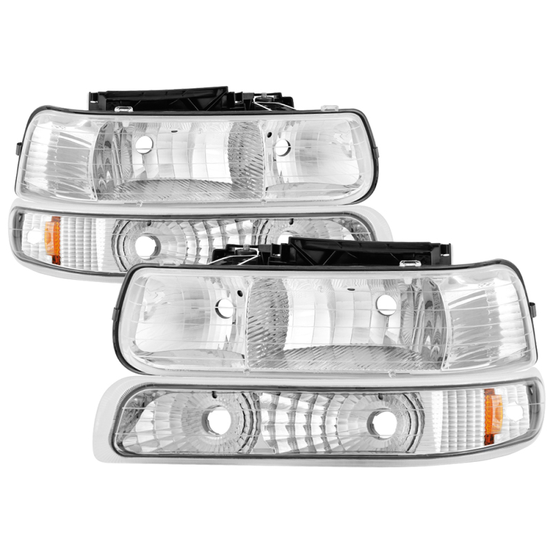 Chevrolet Tahoe Headlights + Bumper Lights - Front - SPYDER - xTune Amber Crystal, Chrome Housing - Chrome/Amber - `00-`06 Chevrolet Tahoe Headlights + Bumper Lights - Front - SPYDER - xTune Amber Crystal, Chrome Housing - Chrome/Amber - `00-`06
