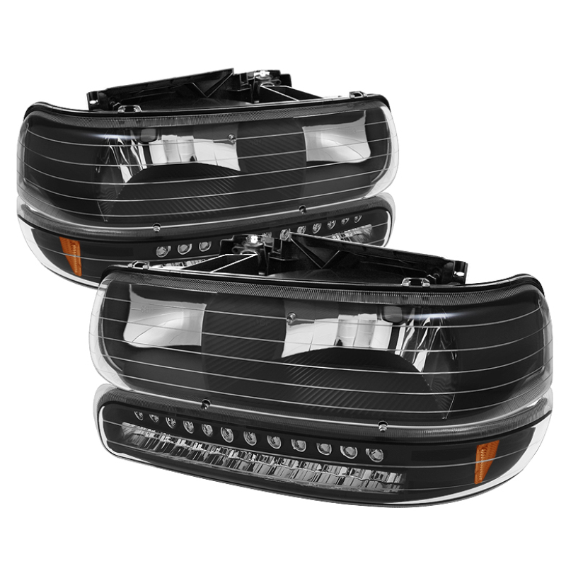 Chevrolet Tahoe Headlights - Front - SPYDER - xTune + LED Bumper Lights - Amber Black - `00-`06 Chevrolet Tahoe Headlights - Front - SPYDER - xTune + LED Bumper Lights - Amber Black - `00-`06