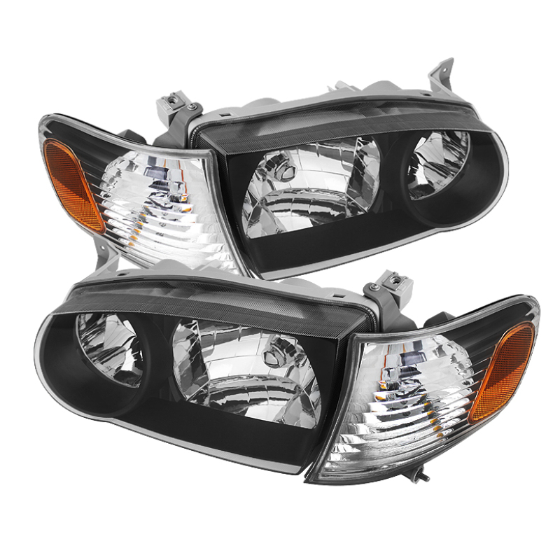 Toyota Corolla Headlights - Front - SPYDER - xTune Crystal with Amber Corner - Black - `01-`02 Toyota Corolla Headlights - Front - SPYDER - xTune Crystal with Amber Corner - Black - `01-`02