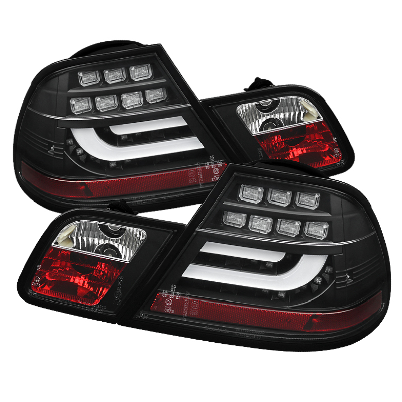 BMW E46 LED Tail Lights - SPYDER - Light Bar - Black - `00-`03