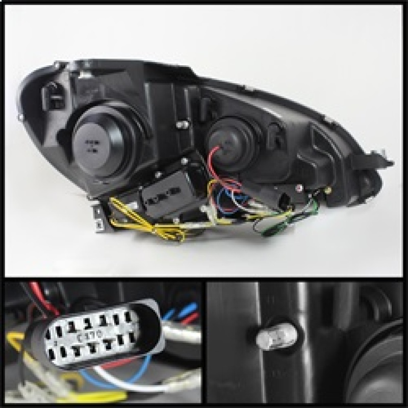 Mercedes-Benz C-Class Headlights - SPYDER - DRL Projector, Halogen Model - Black - `12-`13