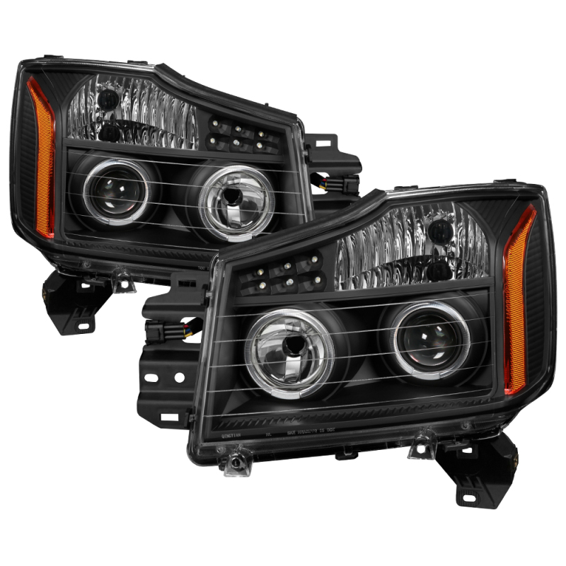 Nissan Titan Headlights - Front - SPYDER - xTune Projector LED Halo - Black - `04-`14 Nissan Titan Headlights - Front - SPYDER - xTune Projector LED Halo - Black - `04-`14