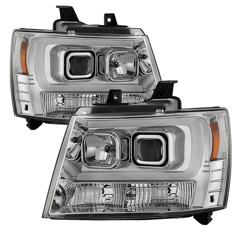 Chevrolet Tahoe Projector Headlights - SPYDER - Version 2 Light Bar DRL - Chrome - `07-`14 Chevrolet Tahoe Projector Headlights - SPYDER - Version 2 Light Bar DRL - Chrome - `07-`14