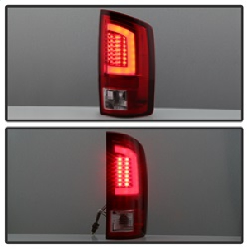 Dodge Ram 2500 SLT LED Tail Lights - SPYDER - Light Bar, Version 3 - Red Clear - `07-`09