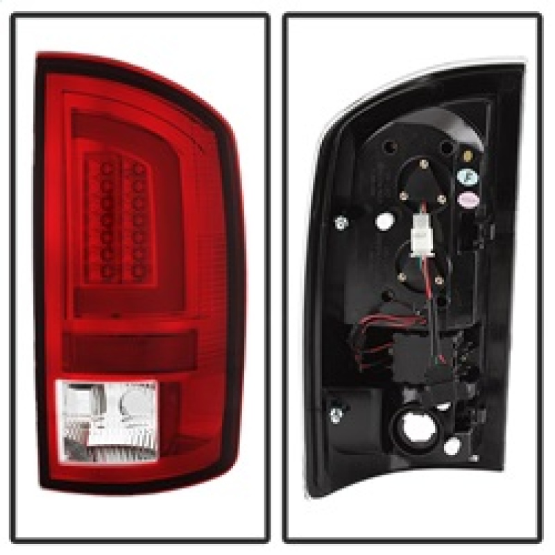 Dodge Ram 2500 SLT LED Tail Lights - SPYDER - Light Bar, Version 3 - Red Clear - `07-`09