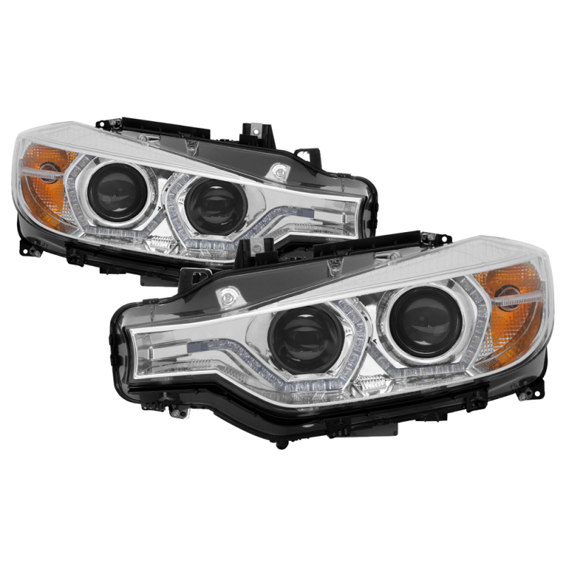BMW 3 Series Headlights - SPYDER - Projector with LED DRL - Chrome - `12-`14