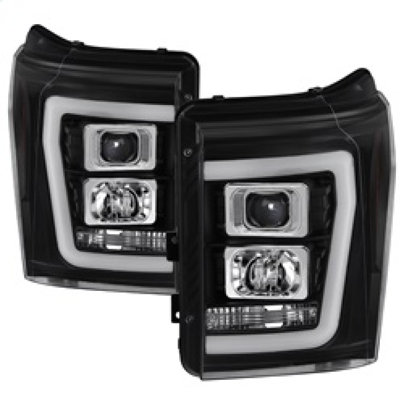Ford F-250 Super Duty Headlights - SPYDER - V2 Projector - Light Bar DRL - Black - `11-`16