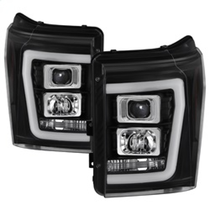 Ford F-250 Super Duty Headlights - SPYDER - V2 Projector - Light Bar DRL - Black - `11-`16