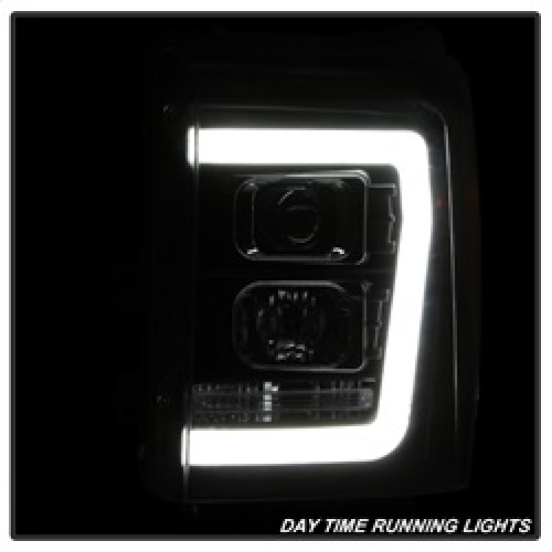 Ford F-250 Super Duty Headlights - SPYDER - V2 Projector - Light Bar DRL - Black - `11-`16