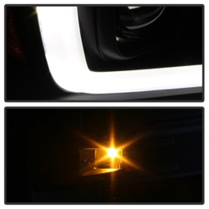 Ford F-150 Headlights - SPYDER - Projector with Light Bar DRL - Black - `04-`08