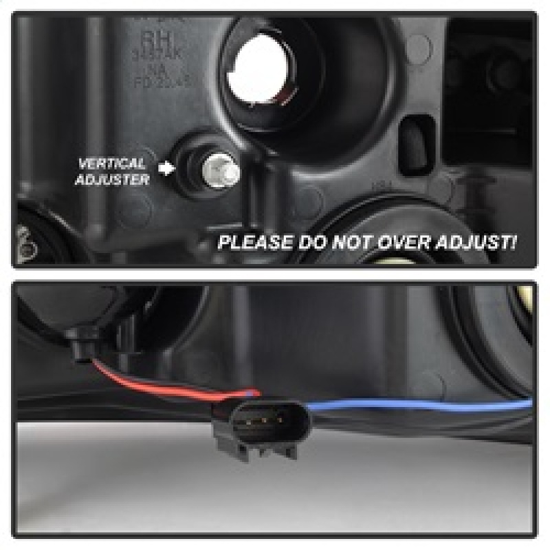 Ford F-150 Headlights - SPYDER - Projector with Light Bar DRL - Black - `04-`08