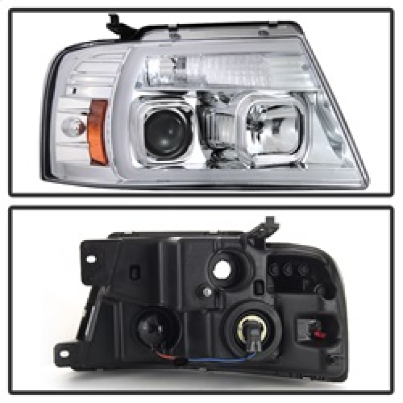 Ford F-150 Headlight Set - SPYDER - Light Bar Projector - Chrome - `04-`08
