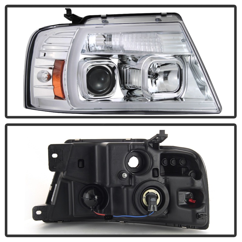 Ford F-150 Headlight Set - SPYDER - Light Bar Projector - Chrome - `04-`08