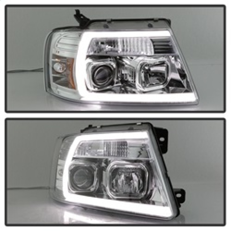 Ford F-150 Headlight Set - SPYDER - Light Bar Projector - Chrome - `04-`08