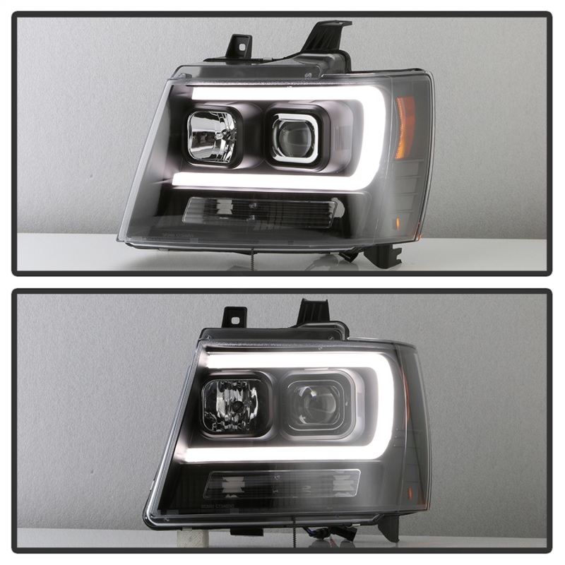 Chevrolet Tahoe Headlights - SPYDER - Version 2, Light Bar DRL - Black - `07-`14