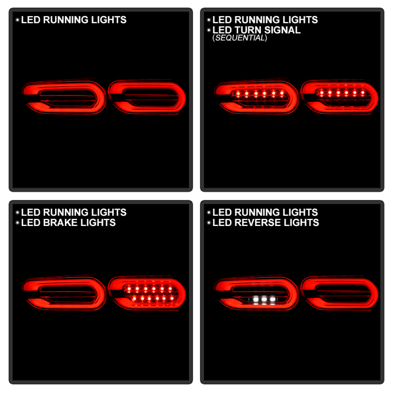 Chevrolet Camaro LED Tail Lights - SPYDER - Halogen LED, Sequential Turn Signal - Black - `16-`18