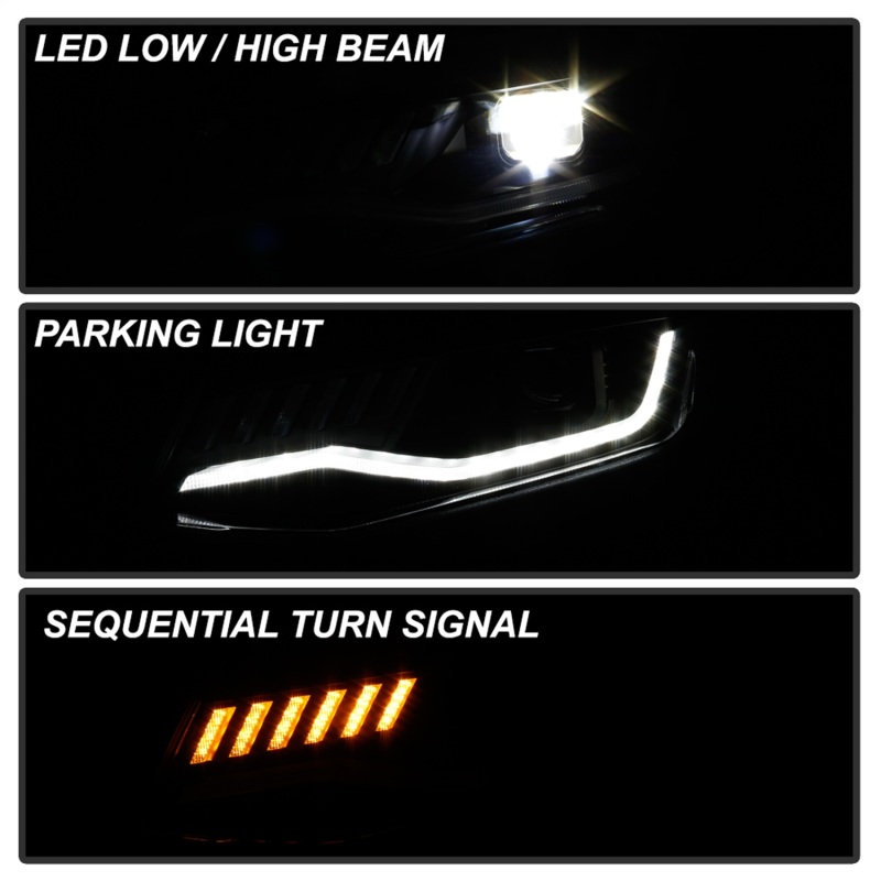 Chevrolet Camaro Headlights - SPYDER - Full LED, Halogen Model, Sequential Turn Signal - Black - `16-`18