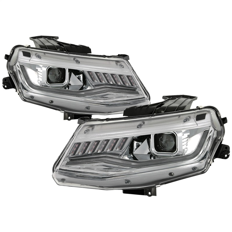 Chevrolet Camaro Headlights - SPYDER - Projector, Halogen Model, Sequential Turn Signal - Chrome - `16-`18