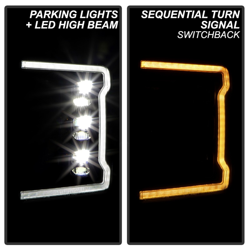 Ford F-350 Headlights - SPYDER - Full LED with Sequential Turn Signal - Chrome - `17-`18