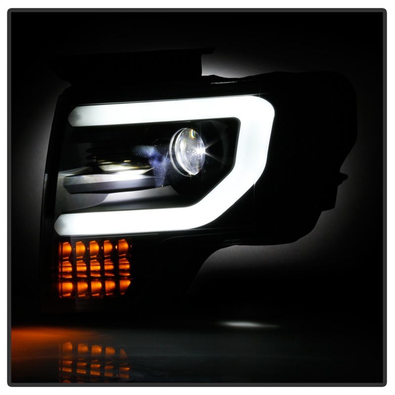 Ford F150 Headlights - SPYDER - LED Light Bar Projector, Sequential Turn Signal - Black - `09-`14