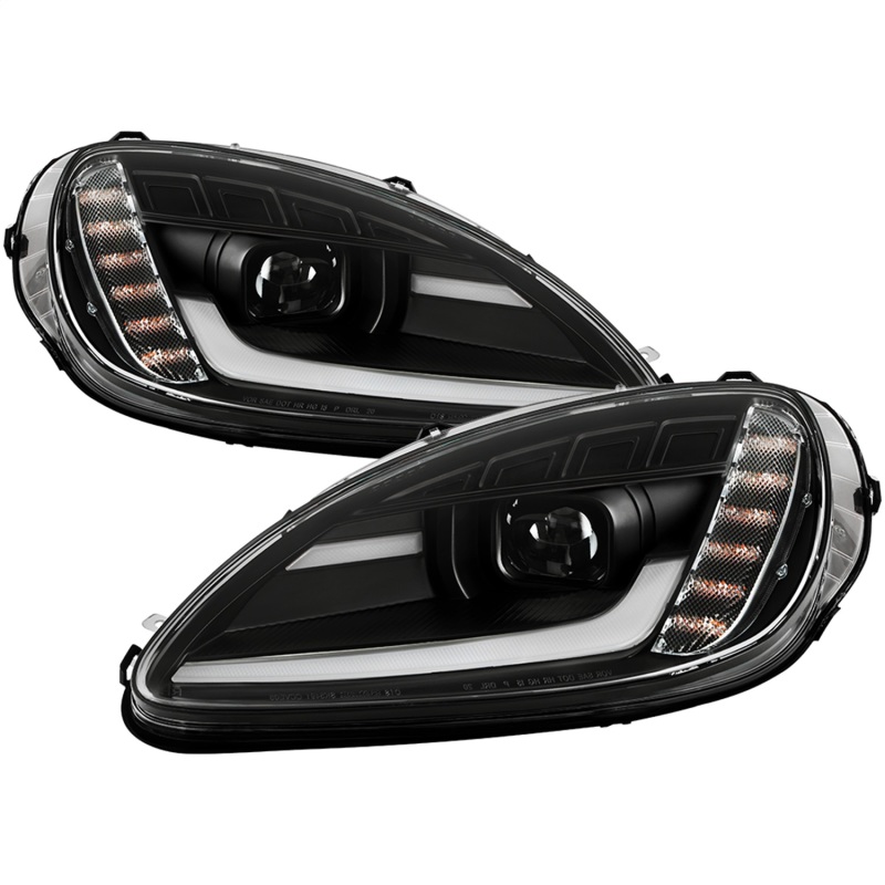 Chevrolet C6 Headlights - SPYDER - APEX Series Projector Headlights with High-Power LED Module - Black - `05-`13