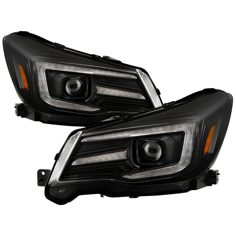 Subaru Forester Headlights - SPYDER - Sequential LED Turn Signal + Switch Back Crystal Light Bar Turn Signal Light And Parking Light - Black - `14-`16