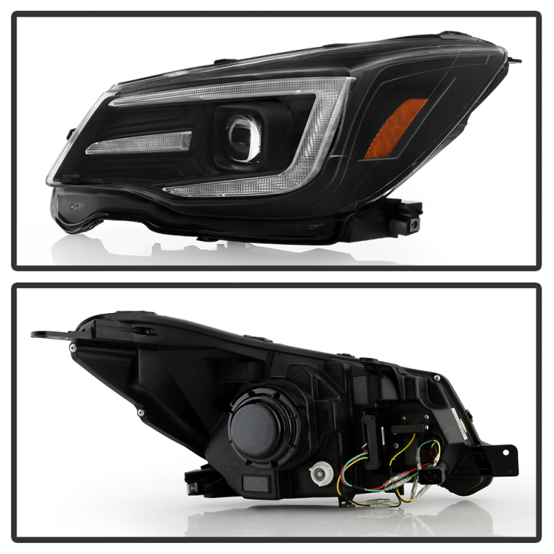 Subaru Forester Headlights - SPYDER - Sequential LED Turn Signal + Switch Back Crystal Light Bar Turn Signal Light And Parking Light - Black - `14-`16