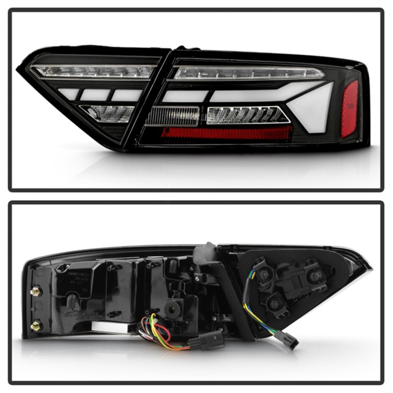 Audi A5 LED Tail Lights - SPYDER - Apex Series, Sequential Turn Signals, Clear Light Bar - Black - `13-`17