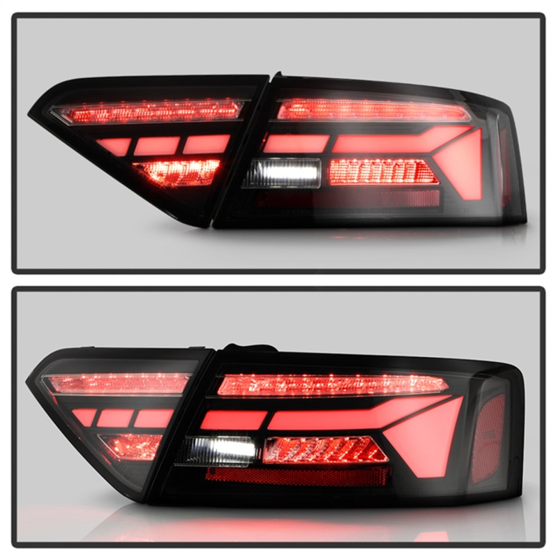 Audi A5 LED Tail Lights - SPYDER - Apex Series, Sequential Turn Signals, Clear Light Bar - Black - `13-`17