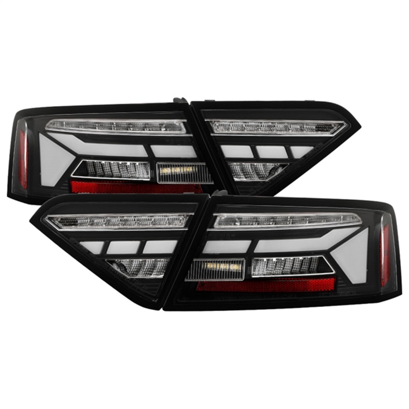 Audi RS5 LED Tail Lights - SPYDER - Apex Series, Sequential Turn Signals, Clear Light Bar - Black - `13-`17