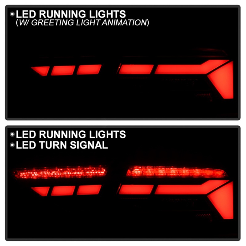 Audi RS5 LED Tail Lights - SPYDER - Apex Series, Sequential Turn Signals, Clear Light Bar - Black - `13-`17
