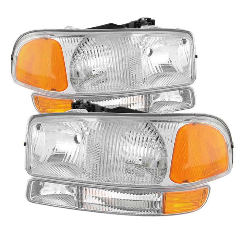 GMC Sierra Headlights + Bumper Lights - Front - SPYDER - xTune - Chrome/Amber - `99-`06 GMC Sierra Headlights + Bumper Lights - Front - SPYDER - xTune - Chrome/Amber - `99-`06