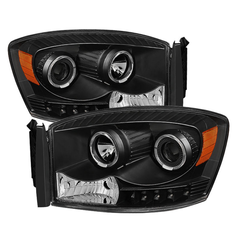 Dodge Ram 1500 Headlights - SPYDER - xTune Halo Projector - Black - `06-`08 Dodge Ram 1500 Headlights - SPYDER - xTune Halo Projector - Black - `06-`08