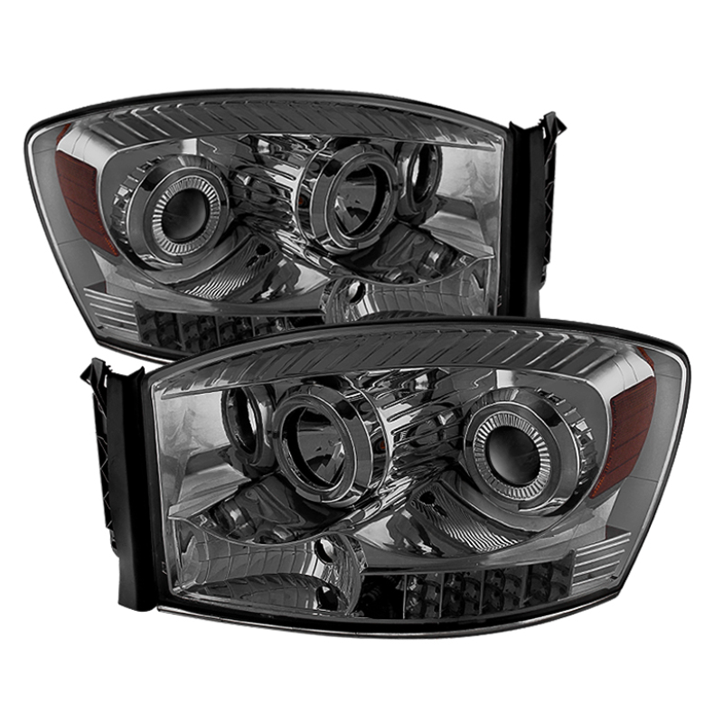 Dodge Ram 1500 Headlights - SPYDER - xTune Halo Projector LED - Smoked - `06-`08 Dodge Ram 1500 Headlights - SPYDER - xTune Halo Projector LED - Smoked - `06-`08