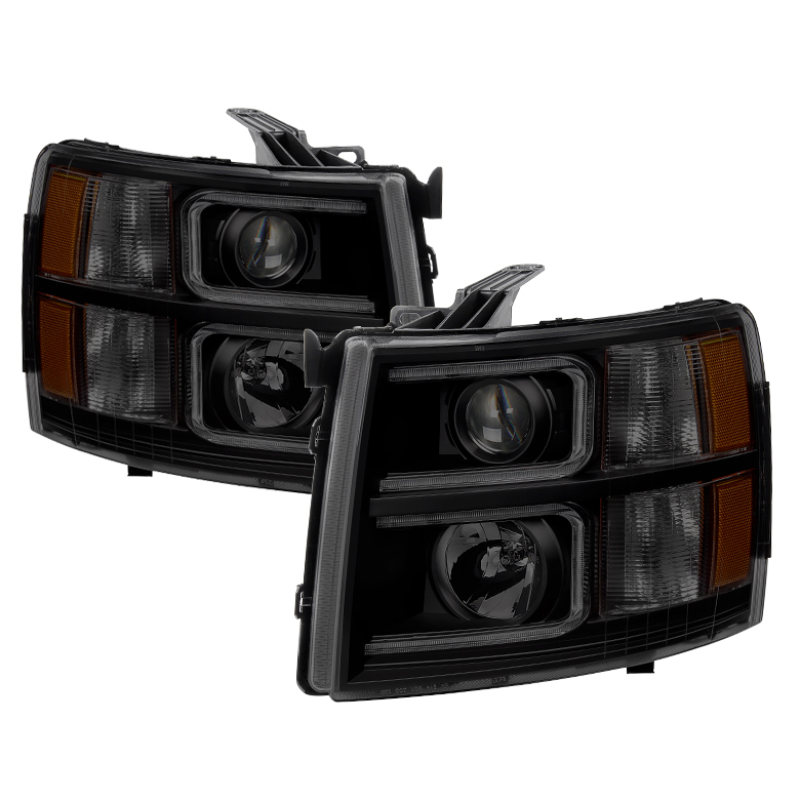 Chevrolet Silverado 2500 HD Headlights - Front - SPYDER - xTune LED Halo Projector - Black Smoked - `07-`13 Chevrolet Silverado 2500 HD Headlights - Front - SPYDER - xTune LED Halo Projector - Black Smoked - `07-`13