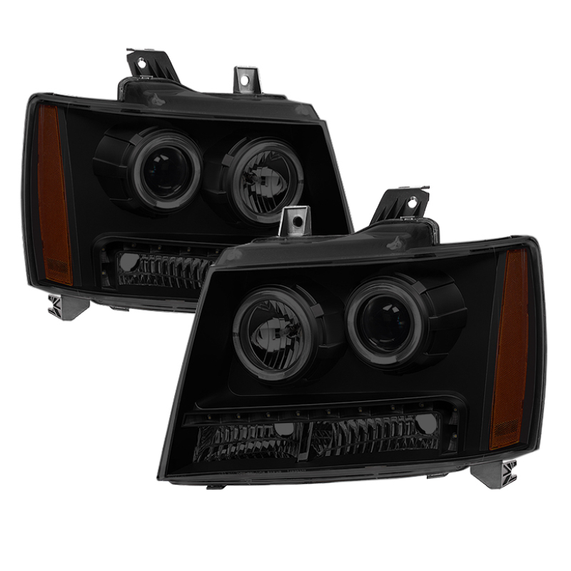 Chevrolet Suburban 1500 Headlights - Front - SPYDER - xTune Halo Projector LED - Smoked - `07-`14 Chevrolet Suburban 1500 Headlights - Front - SPYDER - xTune Halo Projector LED - Smoked - `07-`14