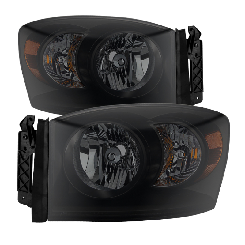Dodge Ram 1500 Headlights - Front - SPYDER - xTune Amber Crystal, Black Smoked - Black Smoked - `06-`08 Dodge Ram 1500 Headlights - Front - SPYDER - xTune Amber Crystal, Black Smoked - Black Smoked - `06-`08