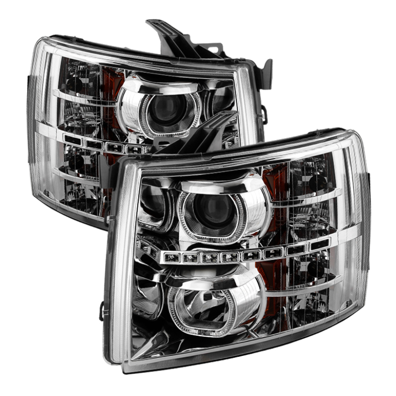 Chevrolet Silverado 3500 HD Headlights - Front - SPYDER - xTune LED Halo Projector - Chrome - `07-`13 Chevrolet Silverado 3500 HD Headlights - Front - SPYDER - xTune LED Halo Projector - Chrome - `07-`13