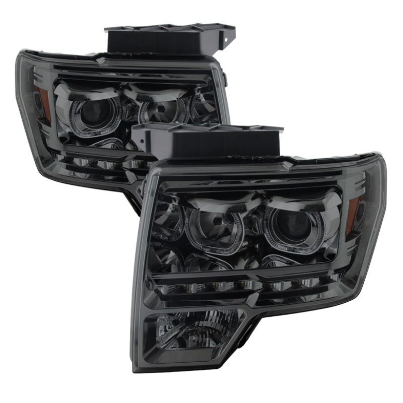 Ford F-150 Projector Headlights - SPYDER - xTune Projector + LED Halo - Smoked - `09-`14 Ford F-150 Projector Headlights - SPYDER - xTune Projector + LED Halo - Smoked - `09-`14