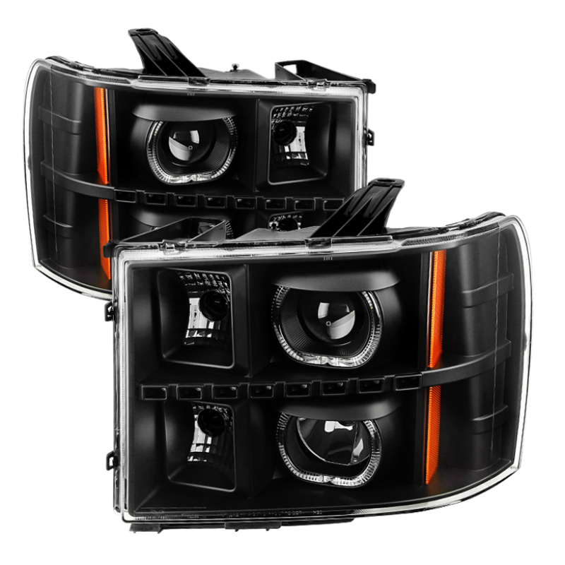 GMC Sierra 1500 Headlights - Front - SPYDER - Projector + LED Halo - Black - `07-`13 GMC Sierra 1500 Headlights - Front - SPYDER - Projector + LED Halo - Black - `07-`13