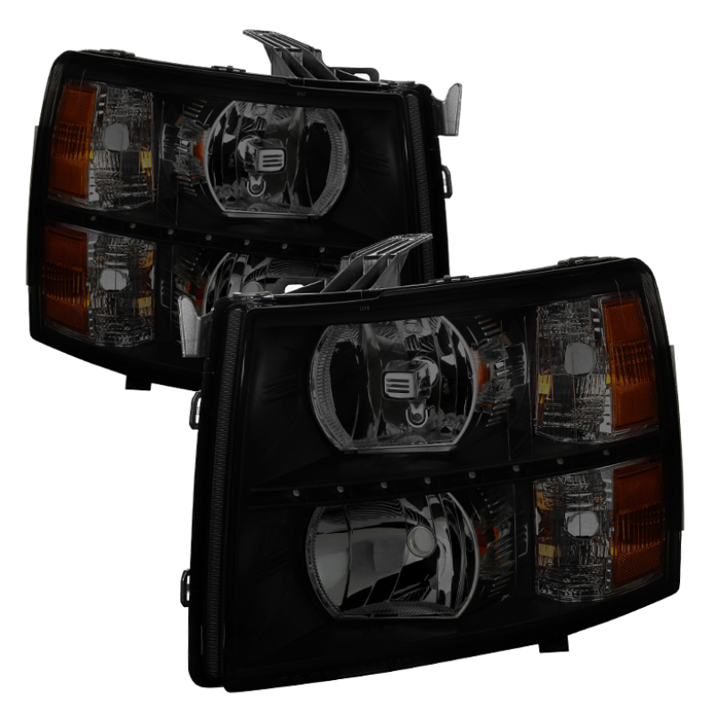 Chevrolet Silverado Headlights - Front - SPYDER - Xtune Crystal + DRL LED - Black Smoked - `07-`13