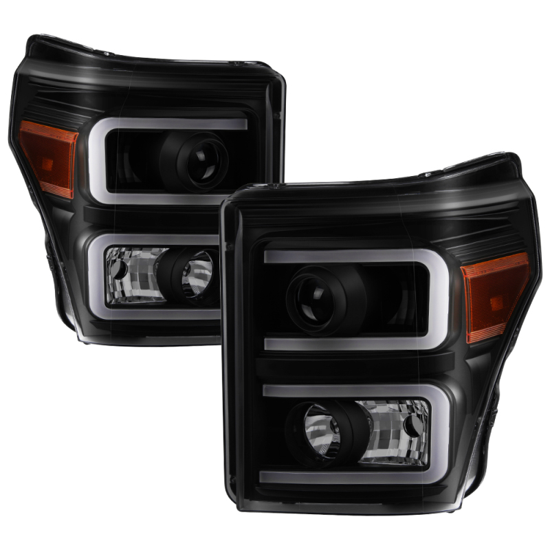 Ford F-450 Super Duty Headlights - Front - SPYDER - xTune Projector + Light Bar DRL - Black Smoked - `11-`16 Ford F-450 Super Duty Headlights - Front - SPYDER - xTune Projector + Light Bar DRL - Black Smoked - `11-`16